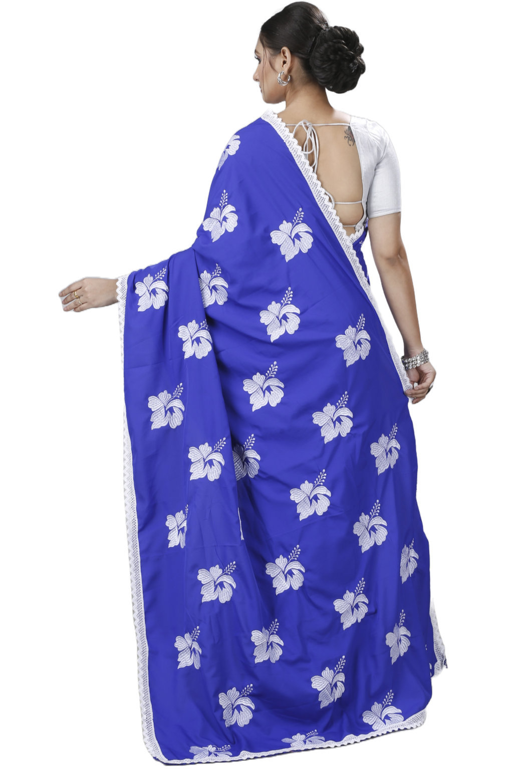 Blue White Pure Cotton Teru Hand Loom Saree (1257)
